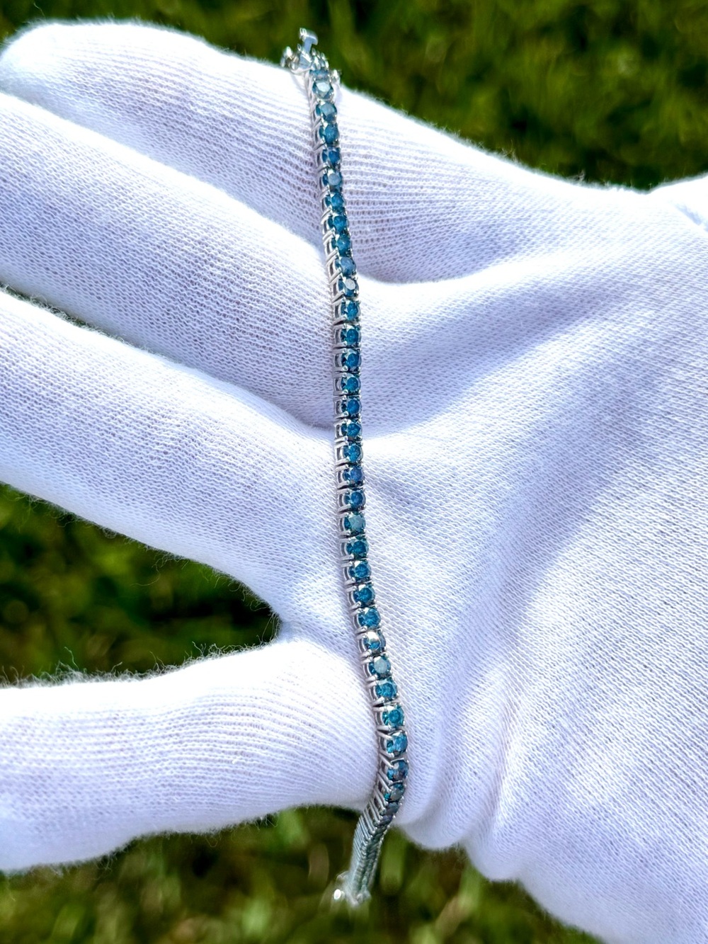 925 Silver, 5.6CTW Royal Blue Moissanite Tennis Bracelet